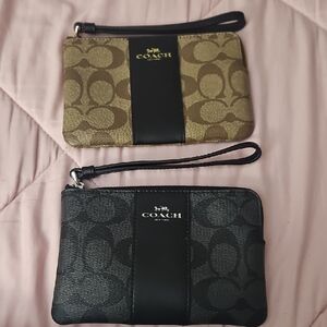 Coach Black and Brown Signature Wristlet Duo